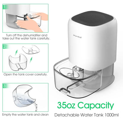 Small 1.8 Pints Dehumidifier for 2200 Cubic Feet 260 Sq Ft, 1000Ml Portable Dehumidifier