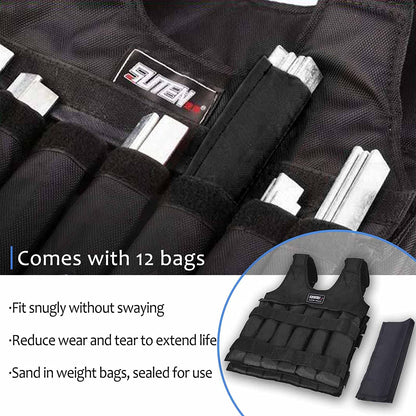 Adjustable Weighted Vest with Weights Included Strength Training Vests ,12 Steel