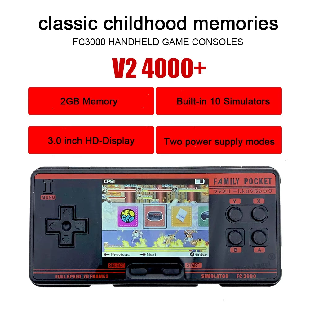 Classic Handheld Gaming Console 3.0 Inch IPS Screen Built in 4000+ Games 10 Simulator Children Video Game Console Dropshipping