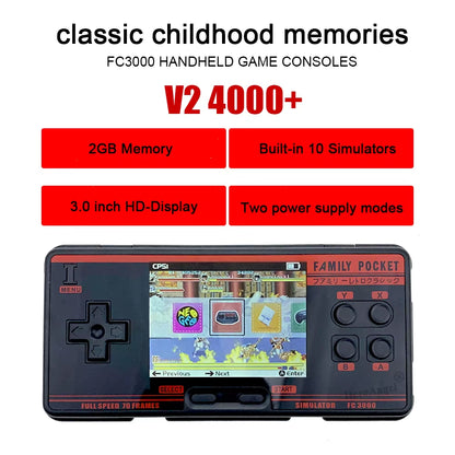 Classic Handheld Gaming Console 3.0 Inch IPS Screen Built in 4000+ Games 10 Simulator Children Video Game Console Dropshipping