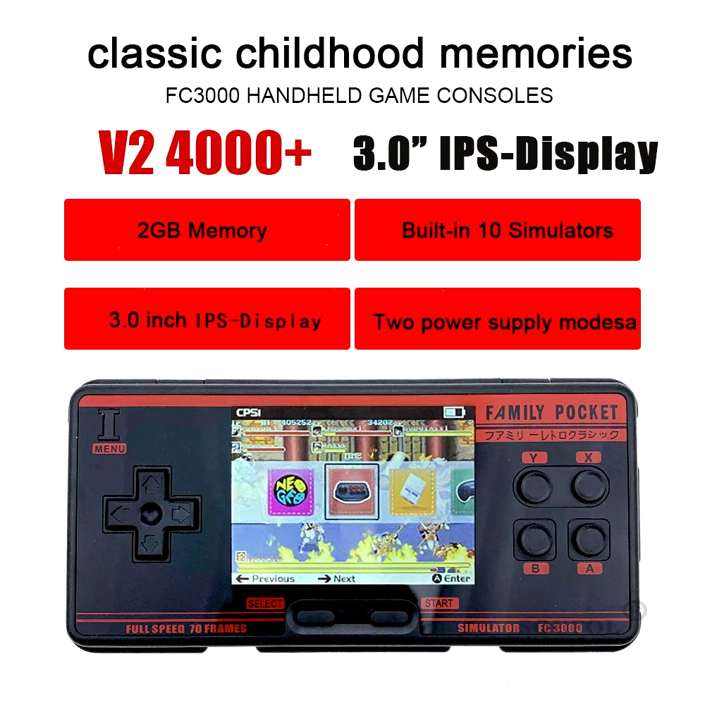 Classic Handheld Gaming Console 3.0 Inch IPS Screen Built in 4000+ Games 10 Simulator Children Video Game Console Dropshipping