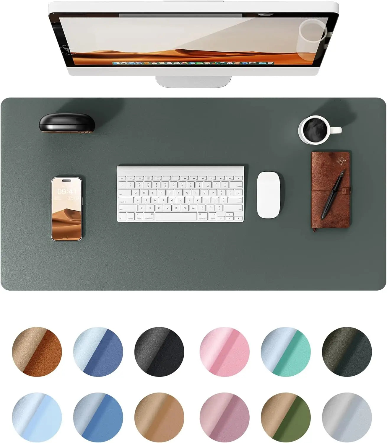 Leather Desk Pad Protector, Office Desk Mat, Large Mouse Pad, Non-Slip PU Leather Desk Blotter, Laptop Desk Pad Waterproof