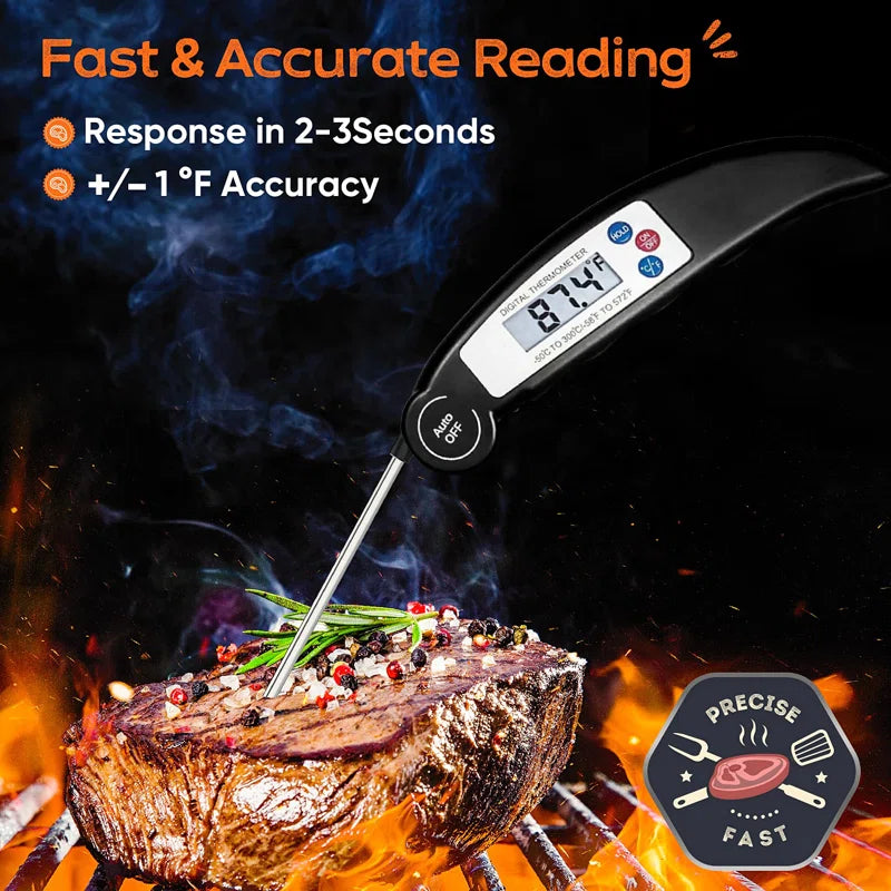 Digital Meat Thermometer Folding Probe Food Thermometer for Cooking BBQ Grill Liquids Beef Turkey