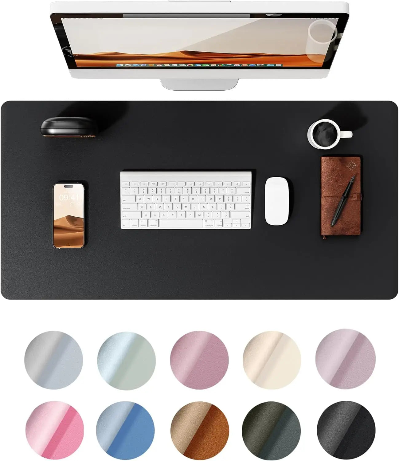 Leather Desk Pad Protector, Office Desk Mat, Large Mouse Pad, Non-Slip PU Leather Desk Blotter, Laptop Desk Pad Waterproof