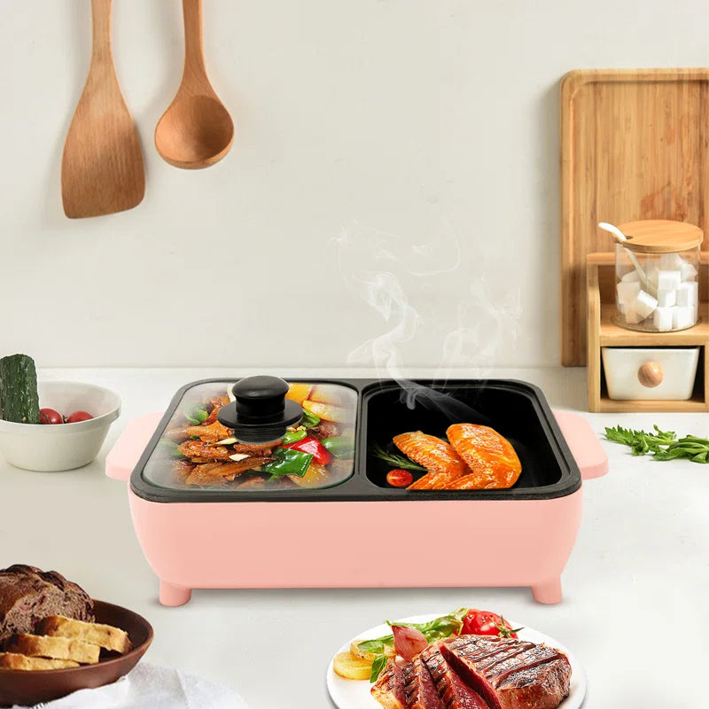 2-In-1 Electric Hot Pot Non-Stick Pan for Boiling & Frying