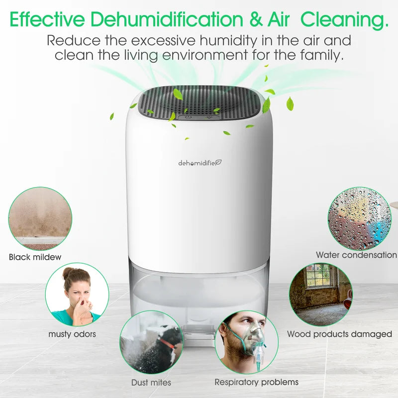 Small 1.8 Pints Dehumidifier for 2200 Cubic Feet 260 Sq Ft, 1000Ml Portable Dehumidifier