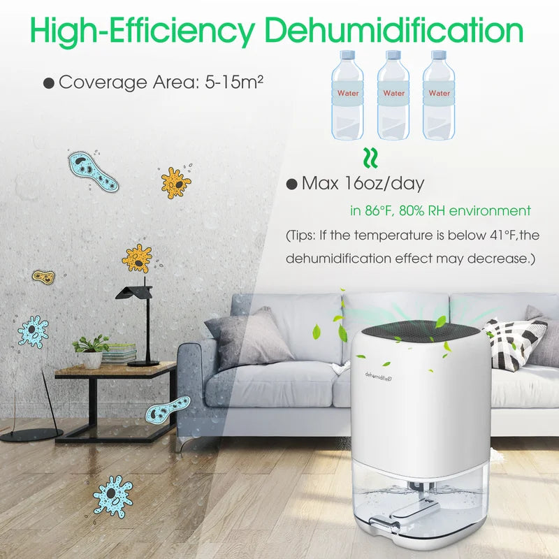 Small 1.8 Pints Dehumidifier for 2200 Cubic Feet 260 Sq Ft, 1000Ml Portable Dehumidifier