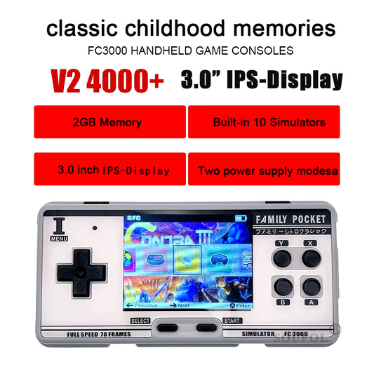 Classic Handheld Gaming Console 3.0 Inch IPS Screen Built in 4000+ Games 10 Simulator Children Video Game Console Dropshipping