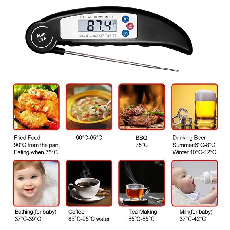 Digital Meat Thermometer Folding Probe Food Thermometer for Cooking BBQ Grill Liquids Beef Turkey