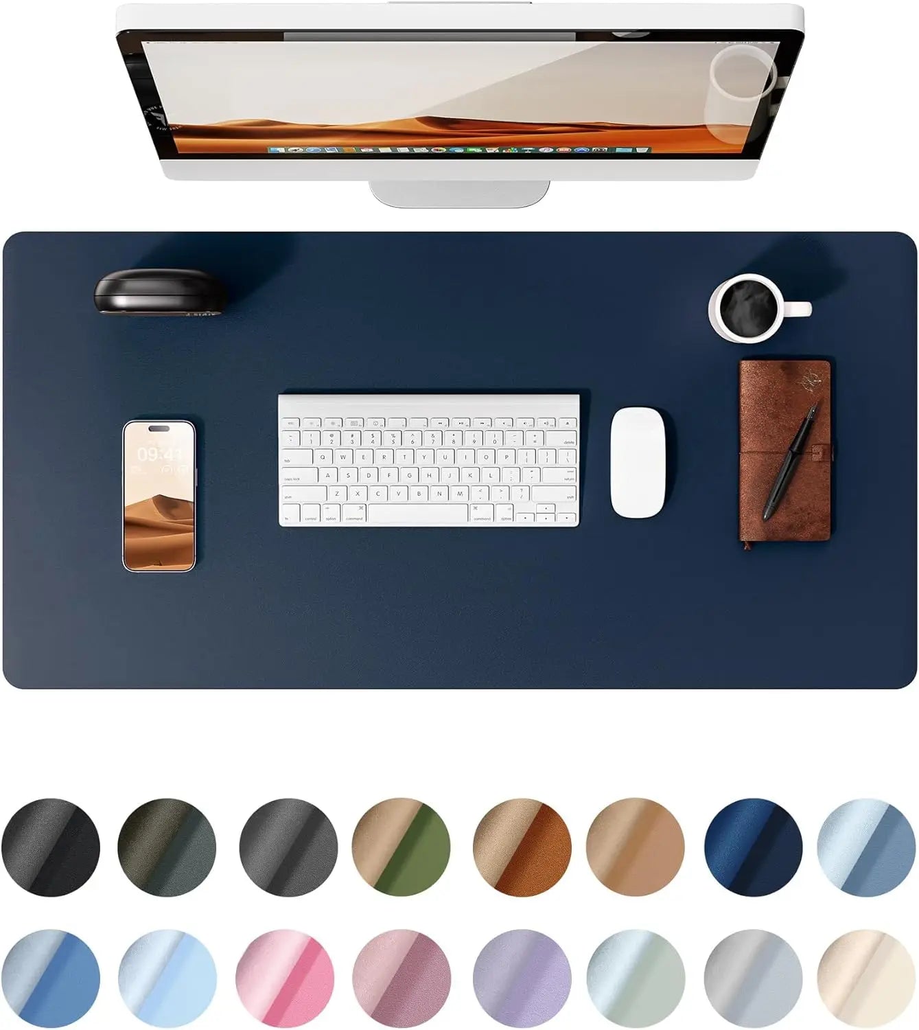 Leather Desk Pad Protector, Office Desk Mat, Large Mouse Pad, Non-Slip PU Leather Desk Blotter, Laptop Desk Pad Waterproof