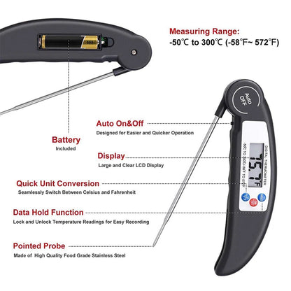 Digital Meat Thermometer Folding Probe Food Thermometer for Cooking BBQ Grill Liquids Beef Turkey